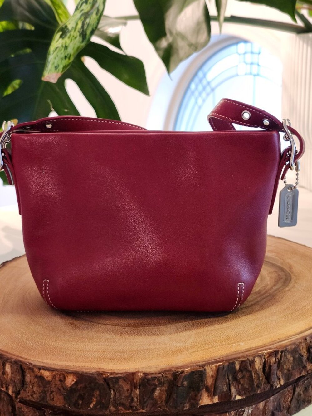 Vintage Y2K Coach Legacy Demi Mini Bag in soft cherry red leather